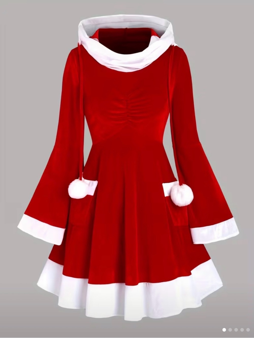Women's Red Holiday Velvet Dress with White Trim 3XL